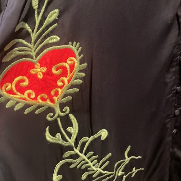 28.LAST 1! OVERSIZED Black Bohemian Embroidered Button Down Maxi Dream Dress - Picture 5 of 7